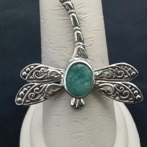 NEW BALI LEGACY Socoto Emerald Dragonfly Ring in Sterling Silver 1.40 ctw
